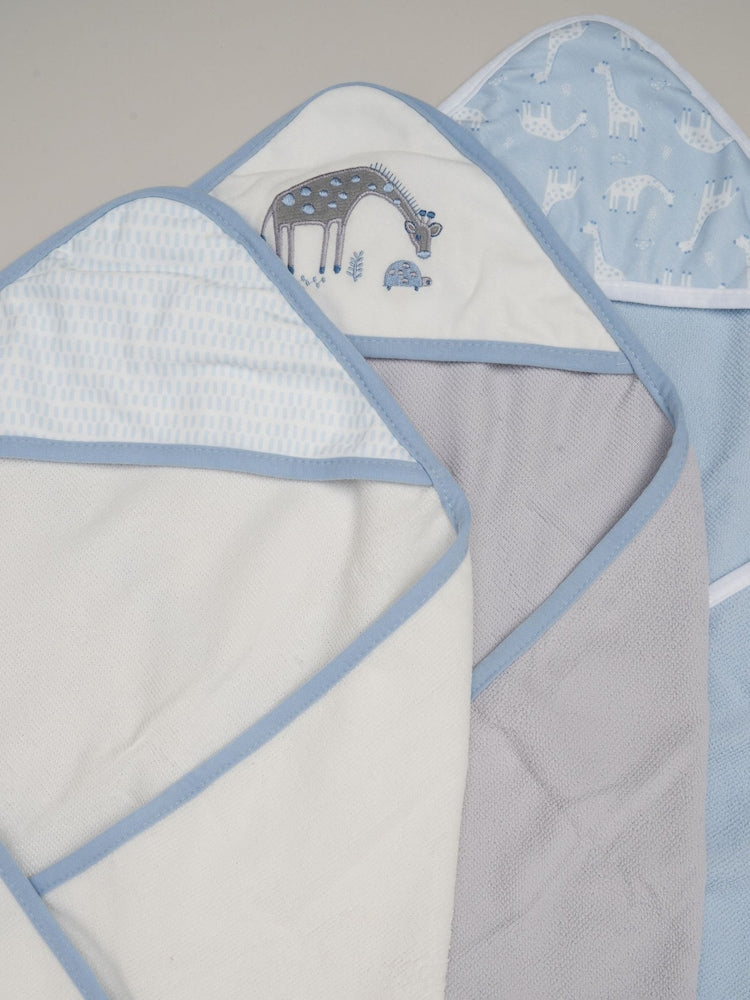 Rock-A-Bye Baby Boutique Blue Camo Hooded Towels 3 Pack - Size One
