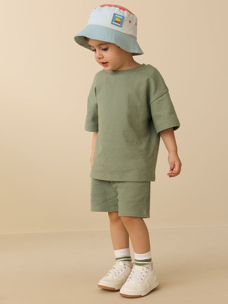 Rust Orange/Cream/Sage Green Colourblock Bucket Hat (3mths-10yrs)