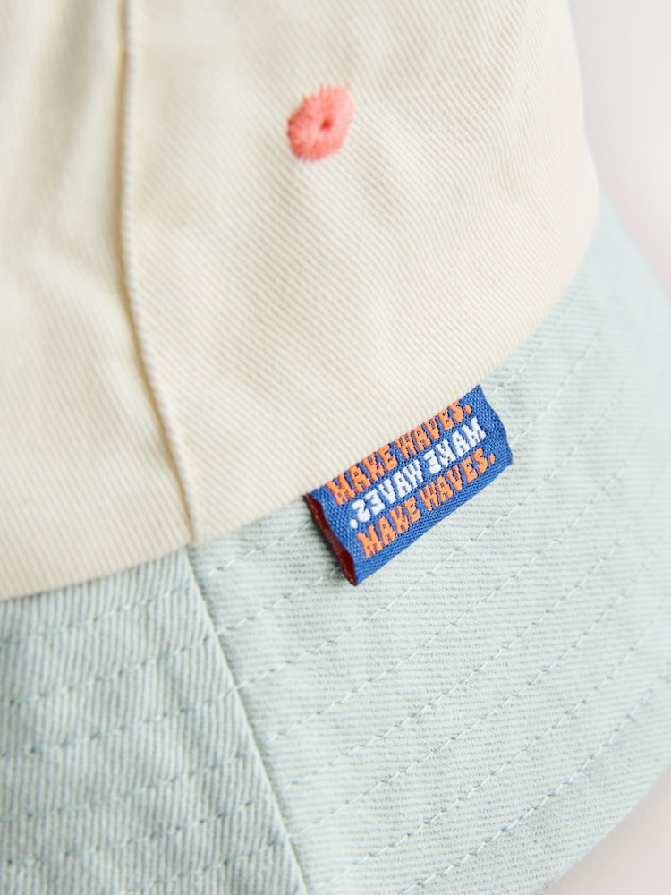 Rust Orange/Cream/Sage Green Colourblock Bucket Hat (3mths-10yrs)