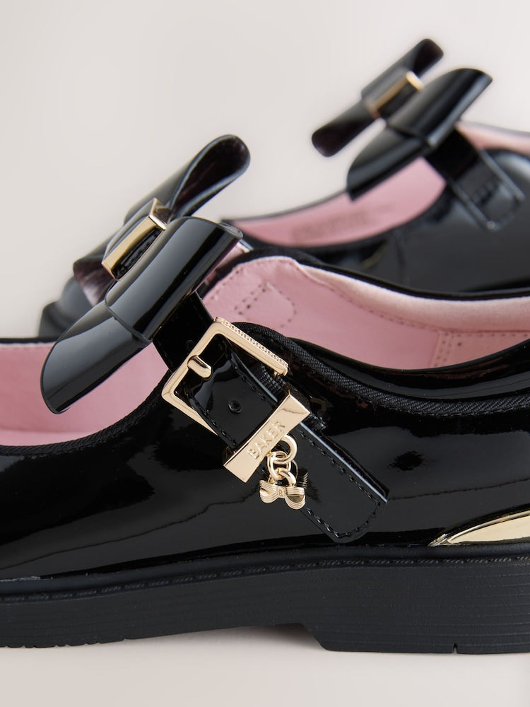 Baker by Ted Baker Back to School Black Chunky Mary Jane Shoes with Bow