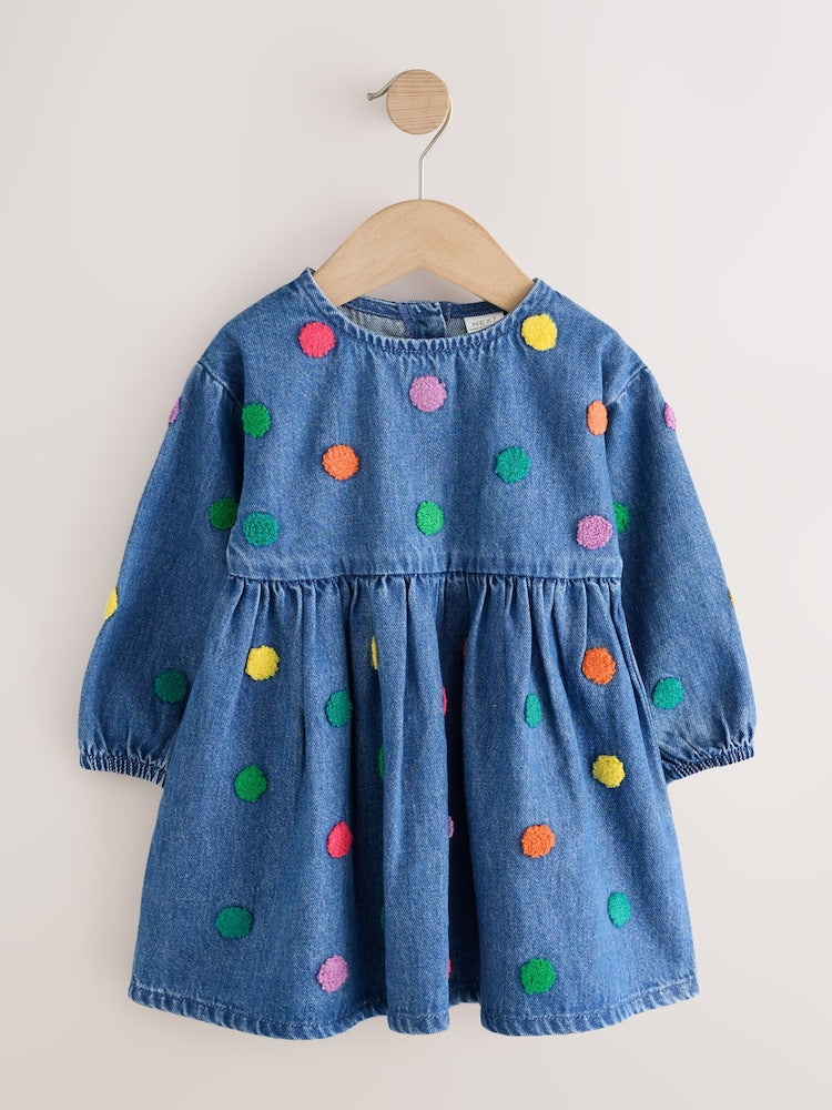 Blue Denim Long Sleeve Boucle Spot