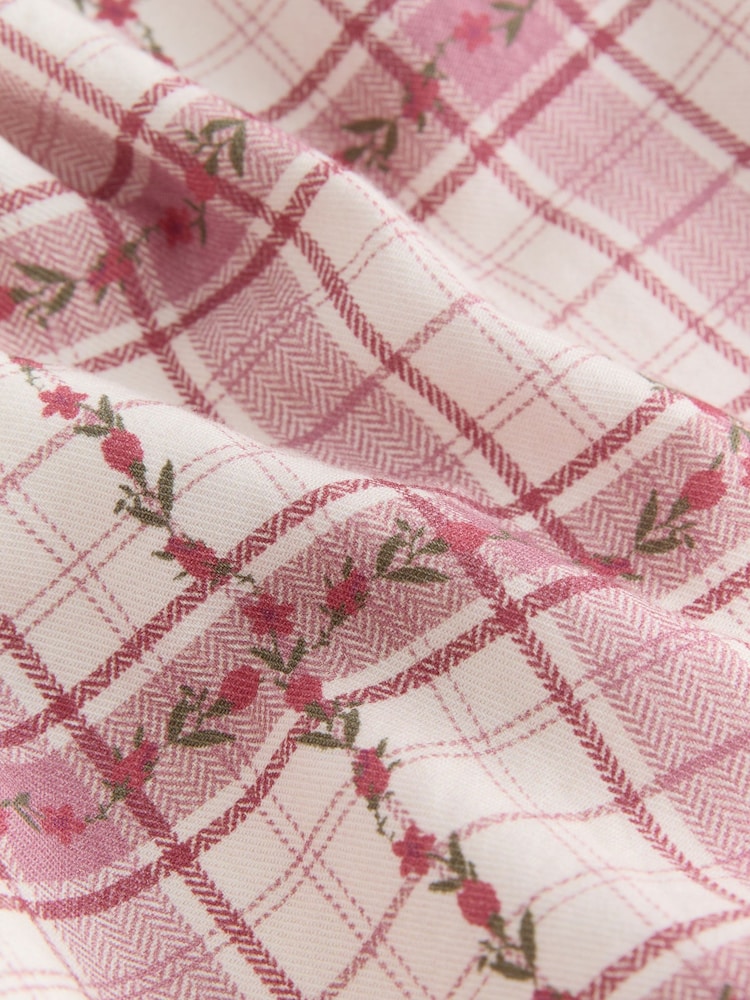 Pink Check Long Sleeve Collar