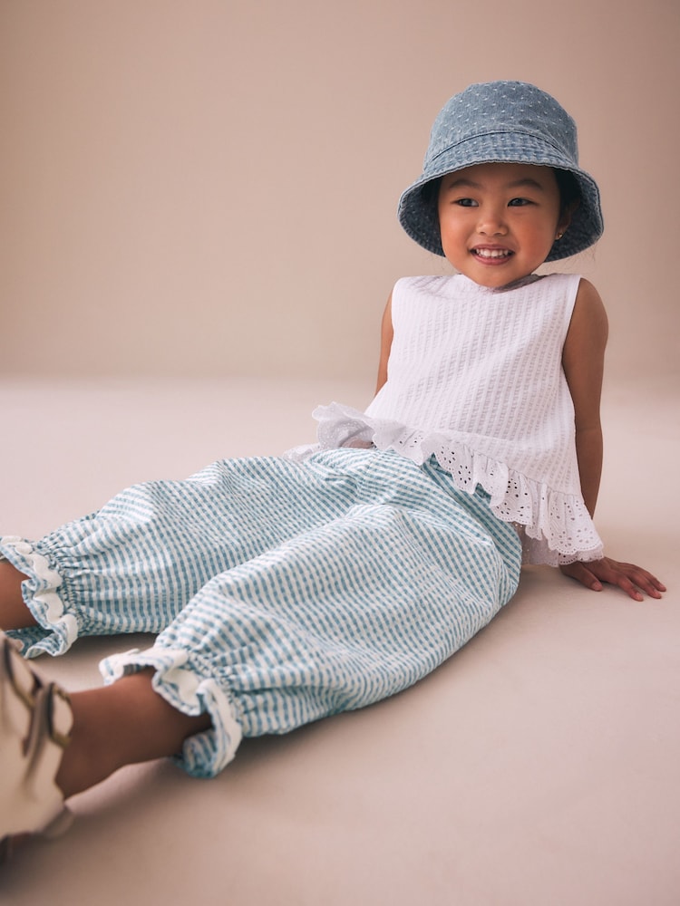 Blue/Ecru Gingham Bloomer Pullon Trousers (3mths-7yrs)
