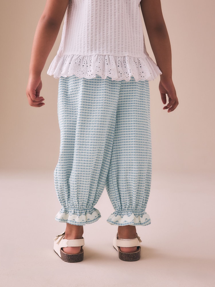 Blue/Ecru Gingham Bloomer Pullon Trousers (3mths-7yrs)