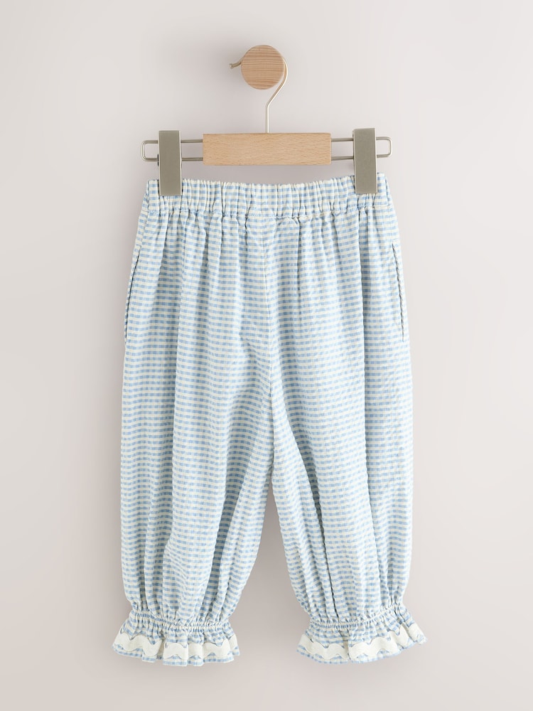 Blue/Ecru Gingham Bloomer Pullon Trousers (3mths-7yrs)