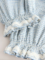 Blue/Ecru Gingham Bloomer Pullon Trousers (3mths-7yrs)