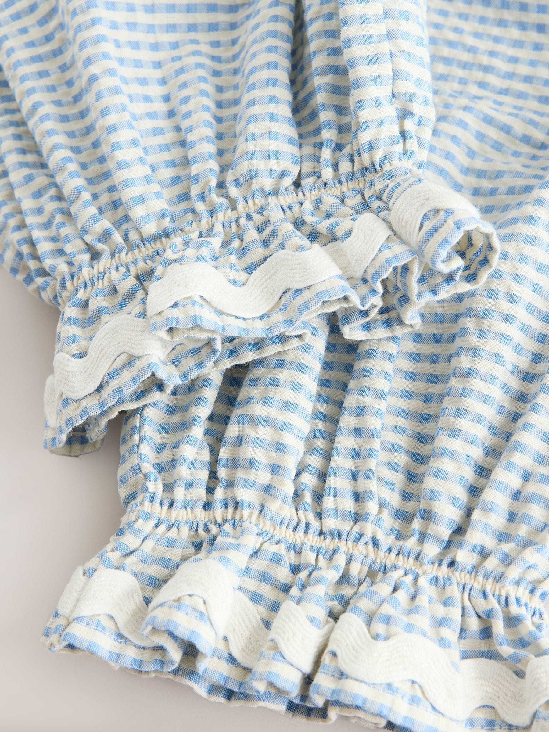 Blue/Ecru Gingham Bloomer Pullon Trousers (3mths-7yrs) - Size 3-6 Months (62-68cm)