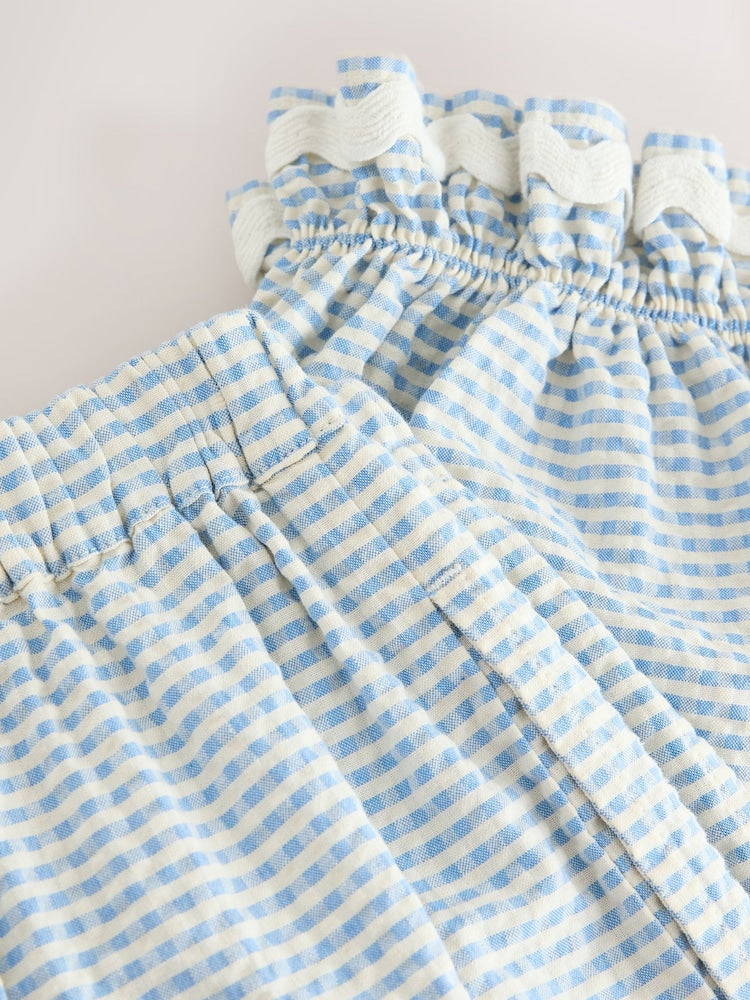 Blue/Ecru Gingham Bloomer Pullon Trousers (3mths-7yrs)