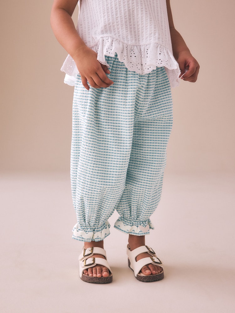 Blue/Ecru Gingham Bloomer Pullon Trousers (3mths-7yrs)