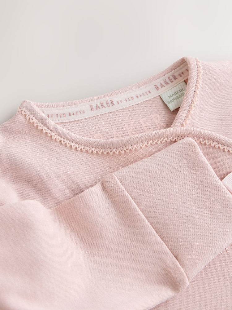 Baker by Ted Baker Pale Pink Cotton Printed Sleepsuits 3 Pack