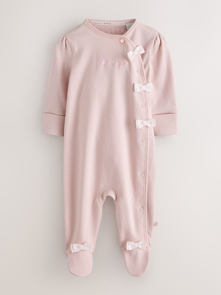 Baker by Ted Baker Pale Pink Cotton Printed Sleepsuits 3 Pack