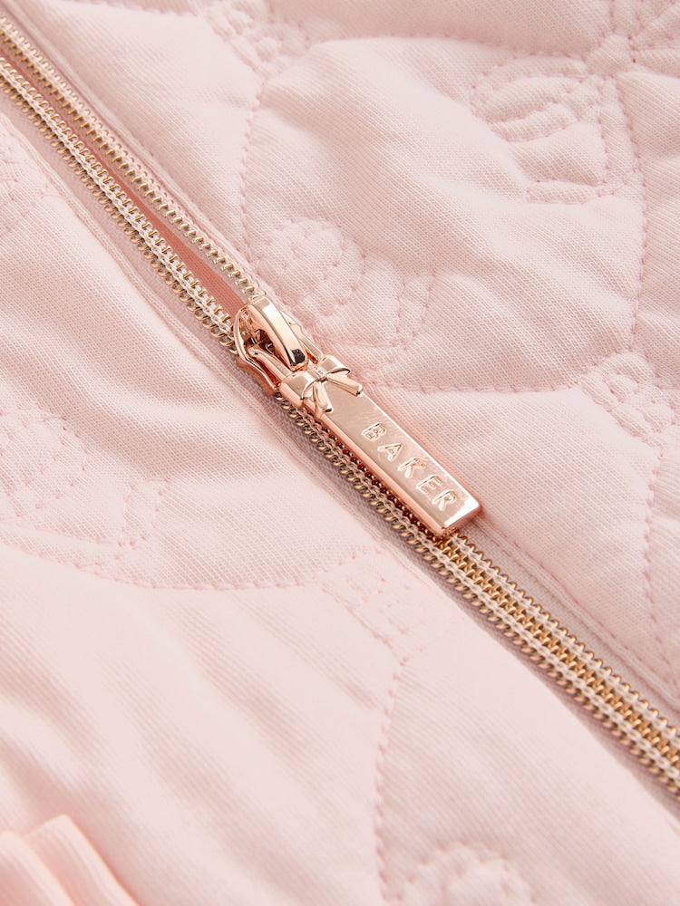 Baker by Ted Baker Pink Jacquard Quilted Mesh Peplum Jacket
