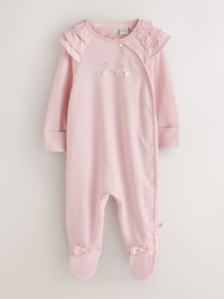 Baker by Ted Baker Burgundy Red Cotton Printed Sleepsuits 3 Pack