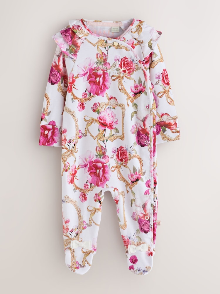 Baker by Ted Baker Burgundy Red Cotton Printed Sleepsuits 3 Pack