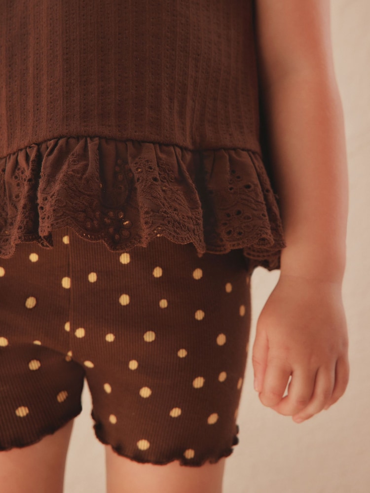 Brown Broderie Vest and Shorts Set (3mths-7yrs)