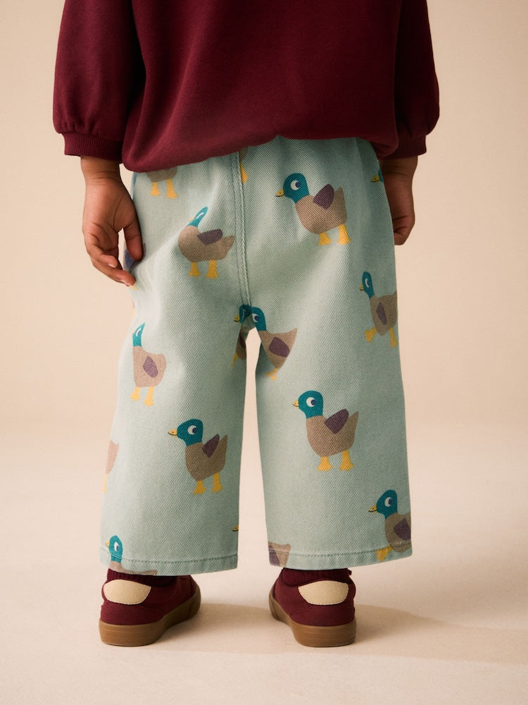 Green Duck Pull On Wide Trousers (3mths-7yrs)