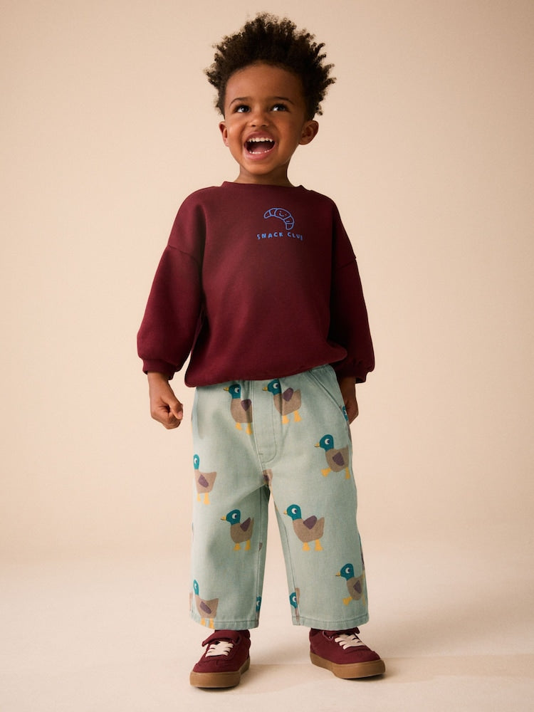Green Duck Pull On Wide Trousers (3mths-7yrs)