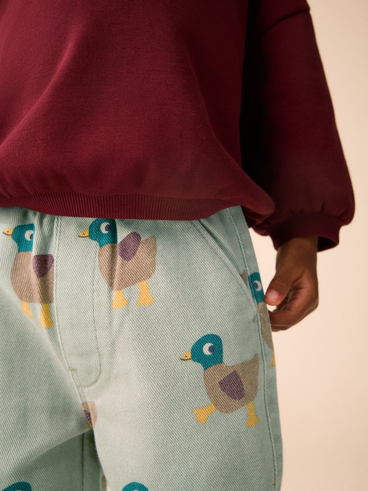 Green Duck Pull On Wide Trousers (3mths-7yrs)