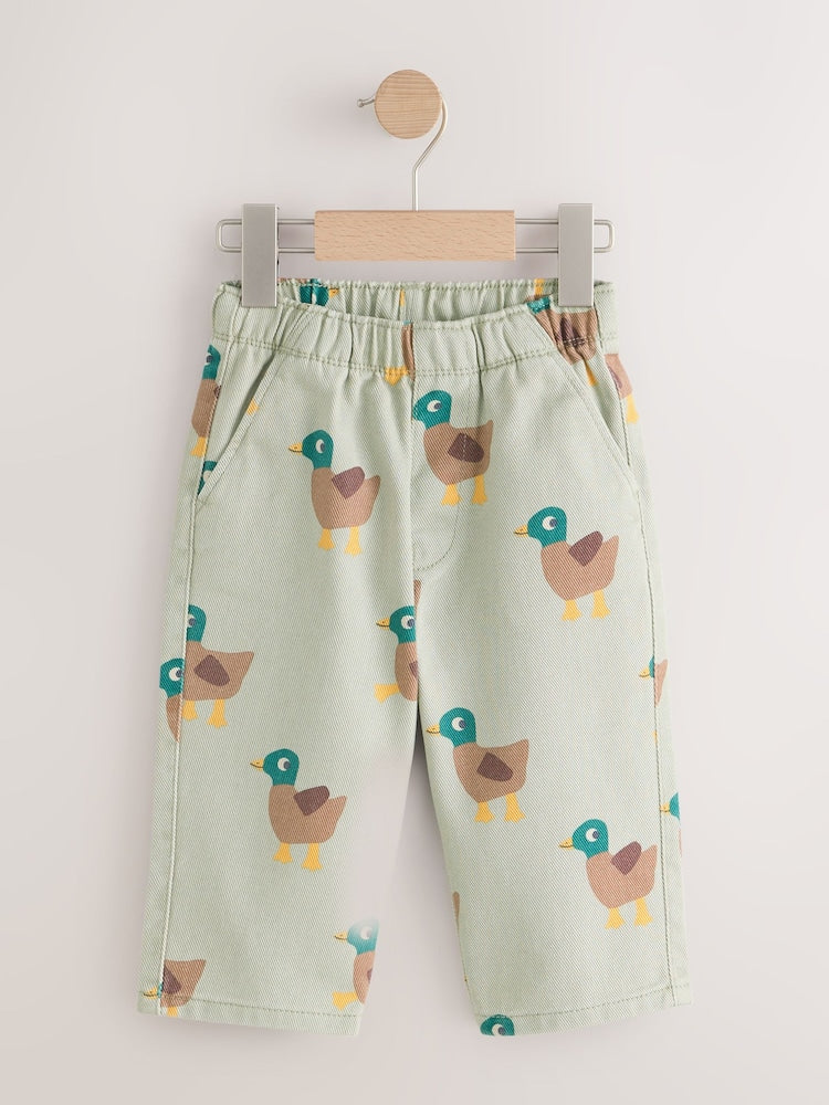 Green Duck Pull On Wide Trousers (3mths-7yrs)