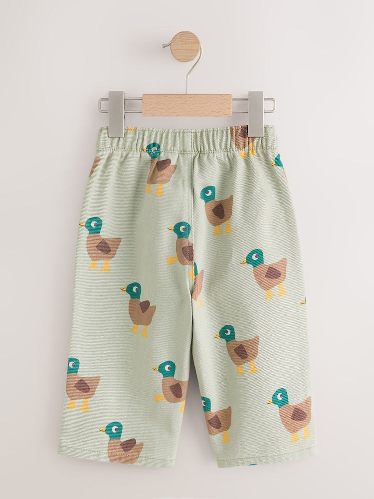 Green Duck Pull On Wide Trousers (3mths-7yrs)