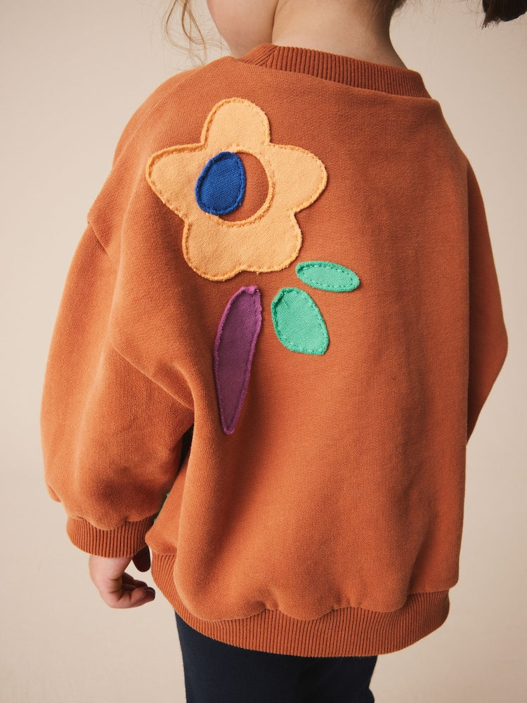 Rust Brown Flowers Crew Neck Sweatshirt (3mths-7yrs)