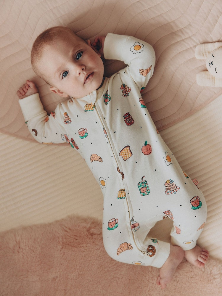 Bright Brunch Two Way Zip Baby Sleepsuits 3 Pack (0mths-3yrs)