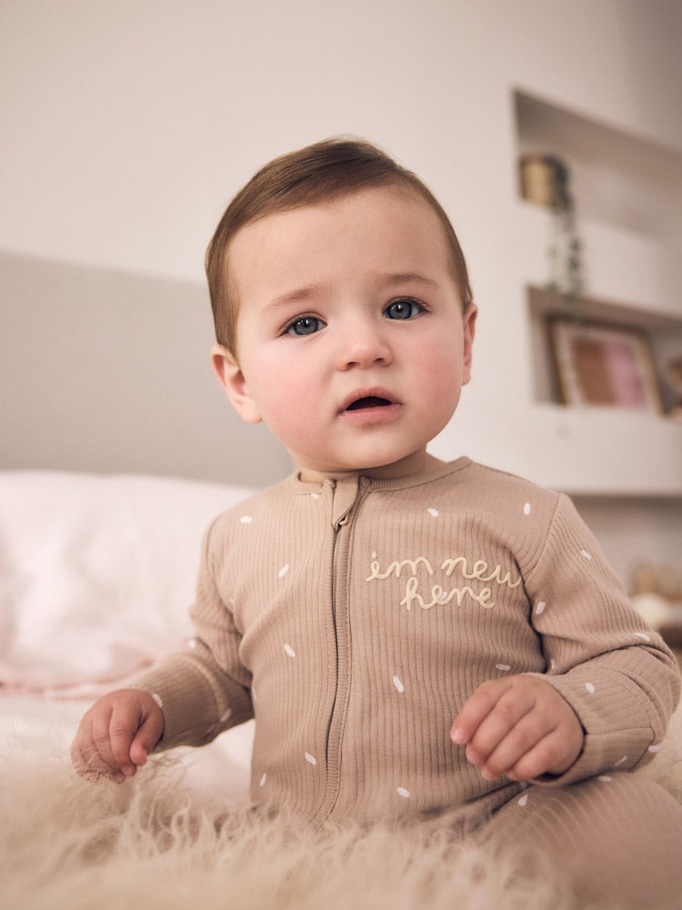 Neutral Milk Club Two Way Zip Baby Sleepsuits 3 Pack (0-2yrs)