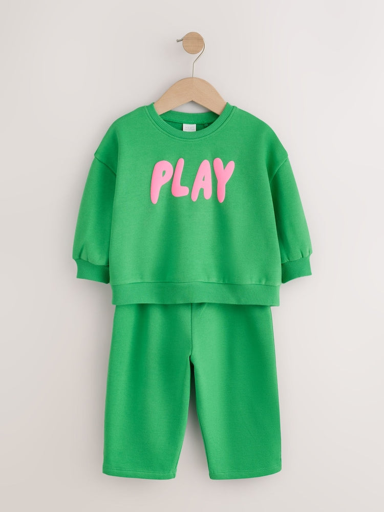 Green Play Crew Neck Sweatshirt and Barrel Trousers Set (3mths-7yrs)