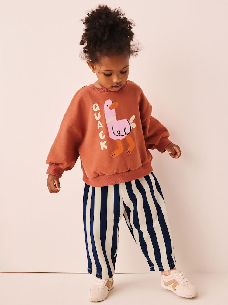 Navy Stripe Duck Crew Neck Sweatshirt and Barrel