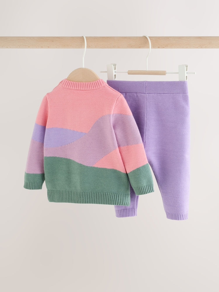 Pink Hamish Character Knitted Scene Jumper and Leggings Baby Set (0mths-2yrs)