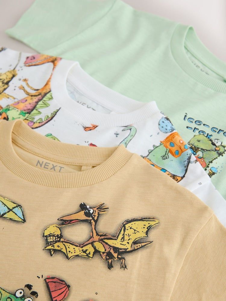 Multi Short Sleeve Graphic T-Shirts 3 Pack (3mths-7yrs)