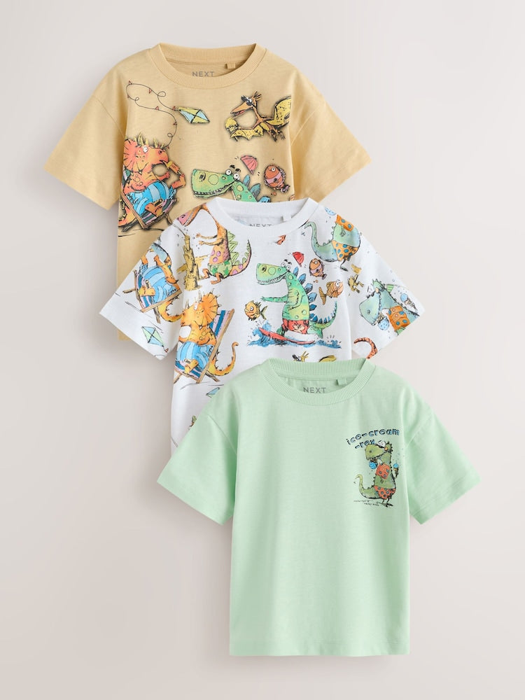 Multi Short Sleeve Graphic T-Shirts 3 Pack (3mths-7yrs) - Size 3-6 Months (62-68cm) - Multi