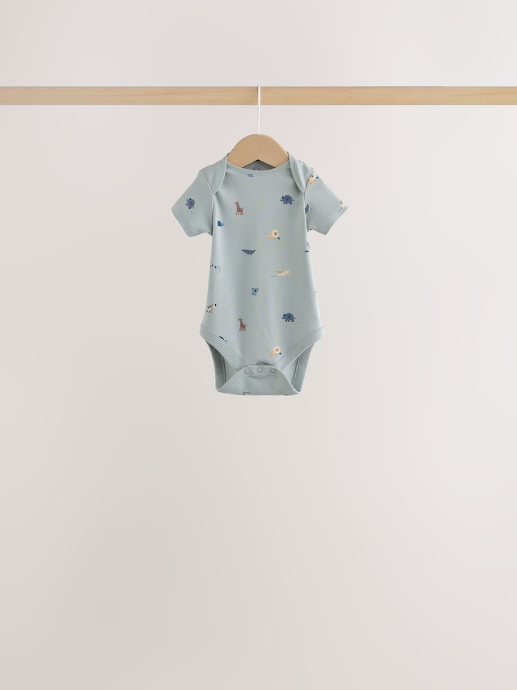 Blue Character Short Sleeve Baby Bodysuits 7 Pack