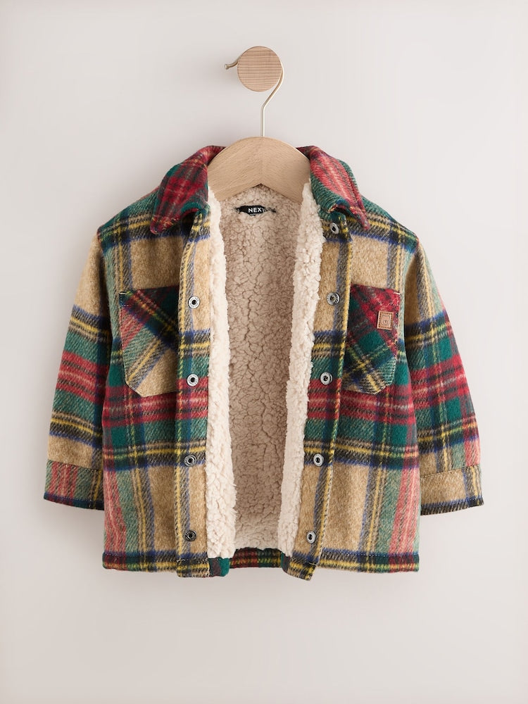 Red/Green Check Borg Lined Shacket (3mths-7yrs)