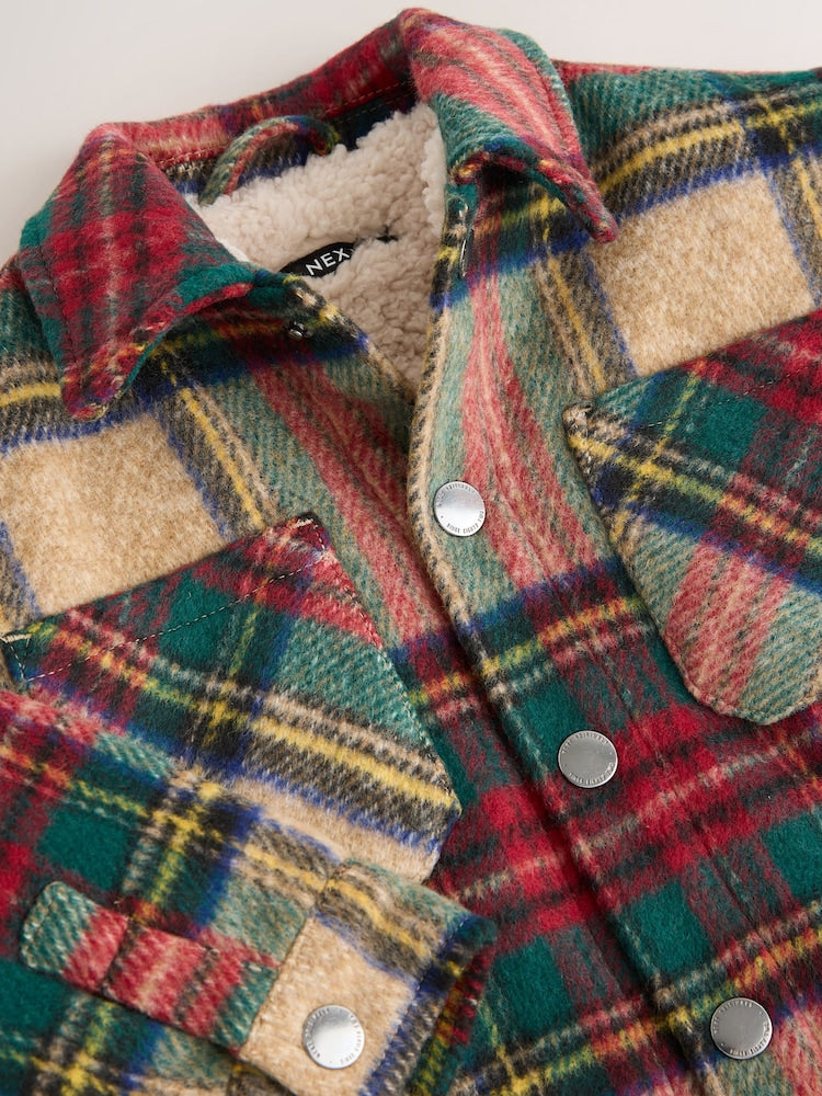 Red/Green Check Borg Lined Shacket (3mths-7yrs)