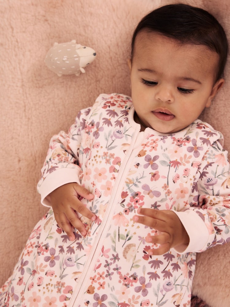 Pink Floral 2.5 Tog Removable Sleeve Baby Sleep Bag