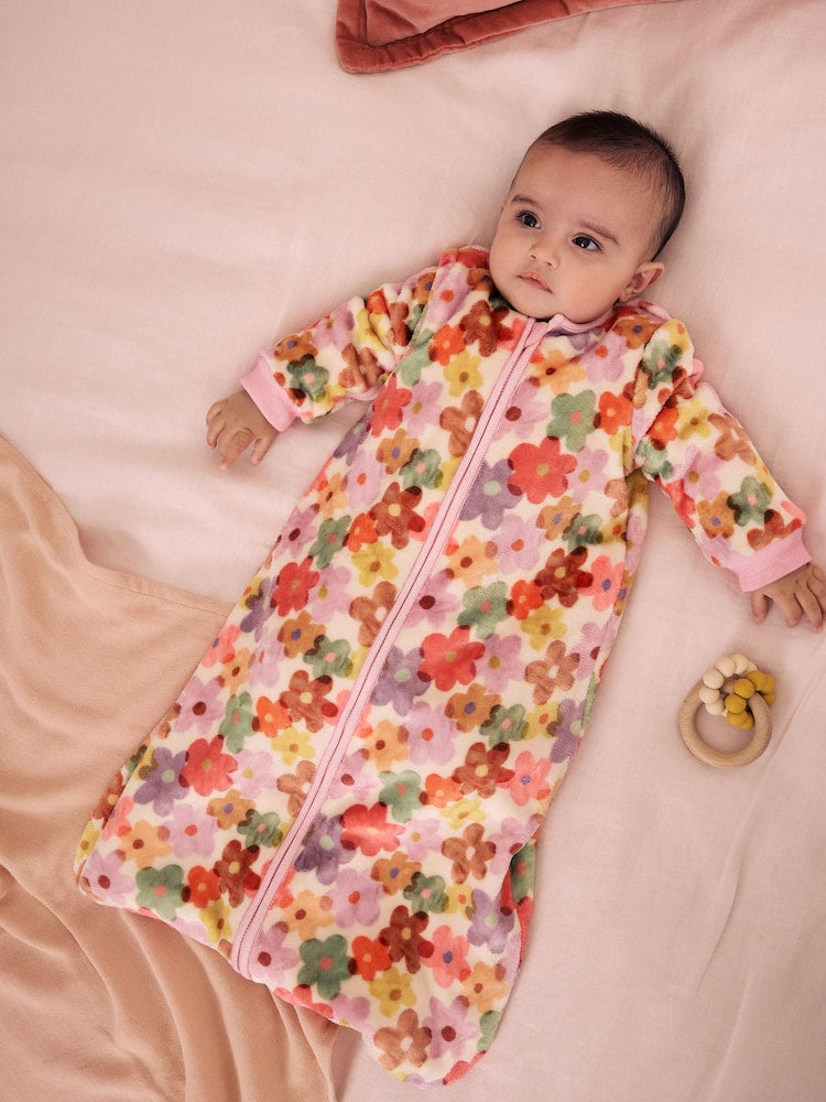 Multi Floral 2.5 Tog Fleece Baby Sleep Bag - Multi Floral / Up to 1 Month (50-56cm)