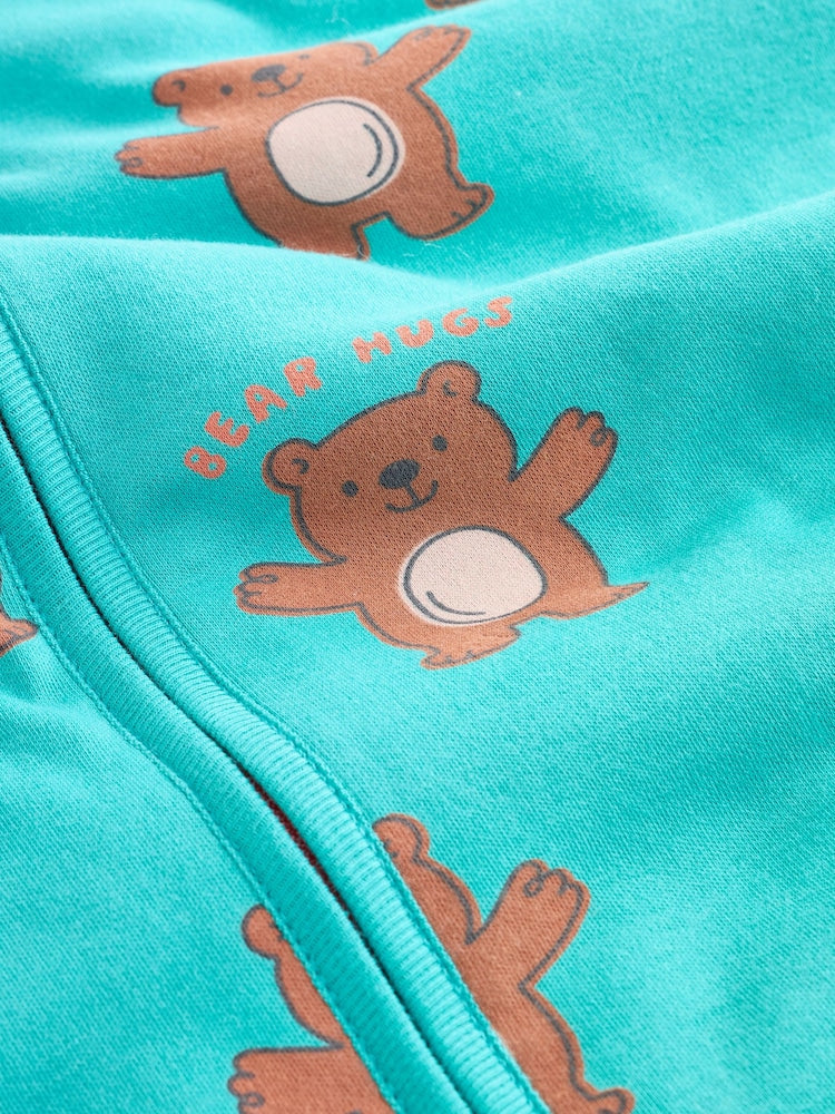 Green Bear Hugs 2.5 Tog Removable Sleeve Baby Sleep Bag