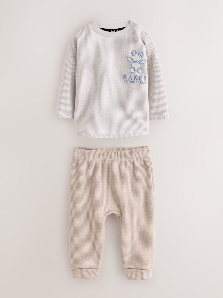 Baker by Ted Baker Blue Textured Long Sleeve Sweat Top and Joggers 4 Piece Set