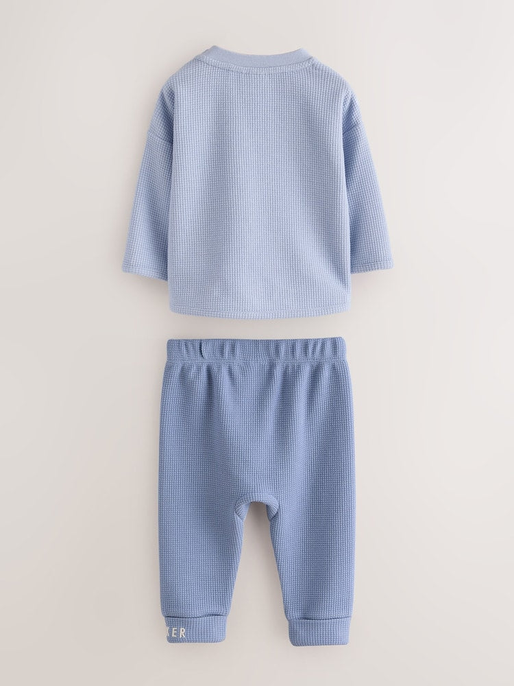 Baker by Ted Baker Blue Textured Long Sleeve Sweat Top and Joggers 4 Piece Set