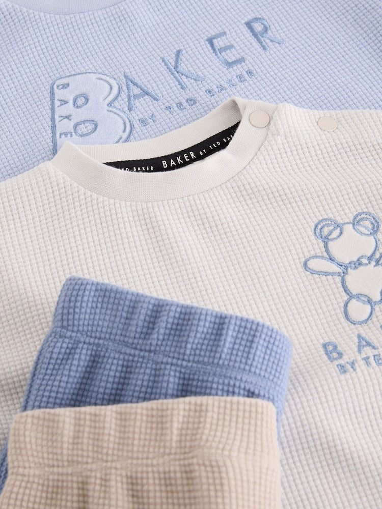 Baker by Ted Baker Blue Textured Long Sleeve Sweat Top and Joggers 4 Piece Set