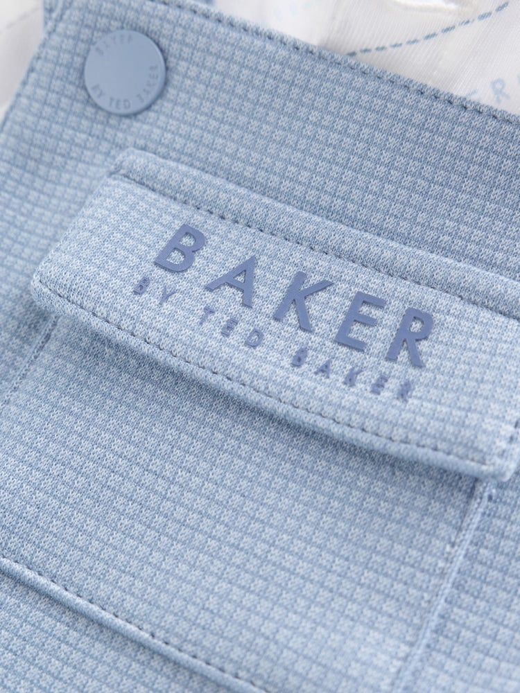Baker by Ted Baker Blue Textured Dungaree and Polo Shirt Set