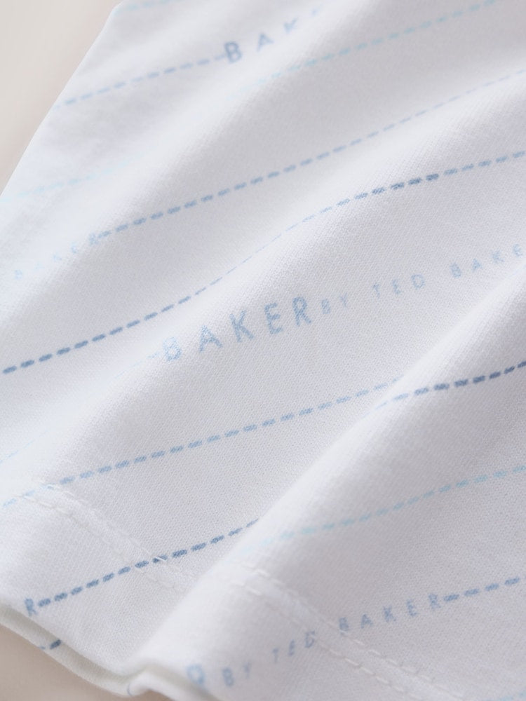 Baker by Ted Baker Blue Textured Dungaree and Polo Shirt Set