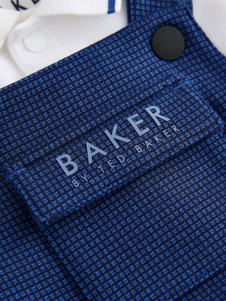 Baker by Ted Baker Navy Textured Dungaree and Polo Shirt Set