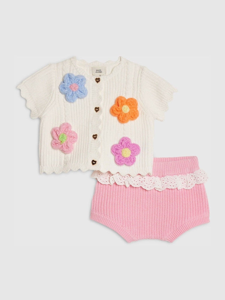 River Island Cream 3D Flower Bloomer Set