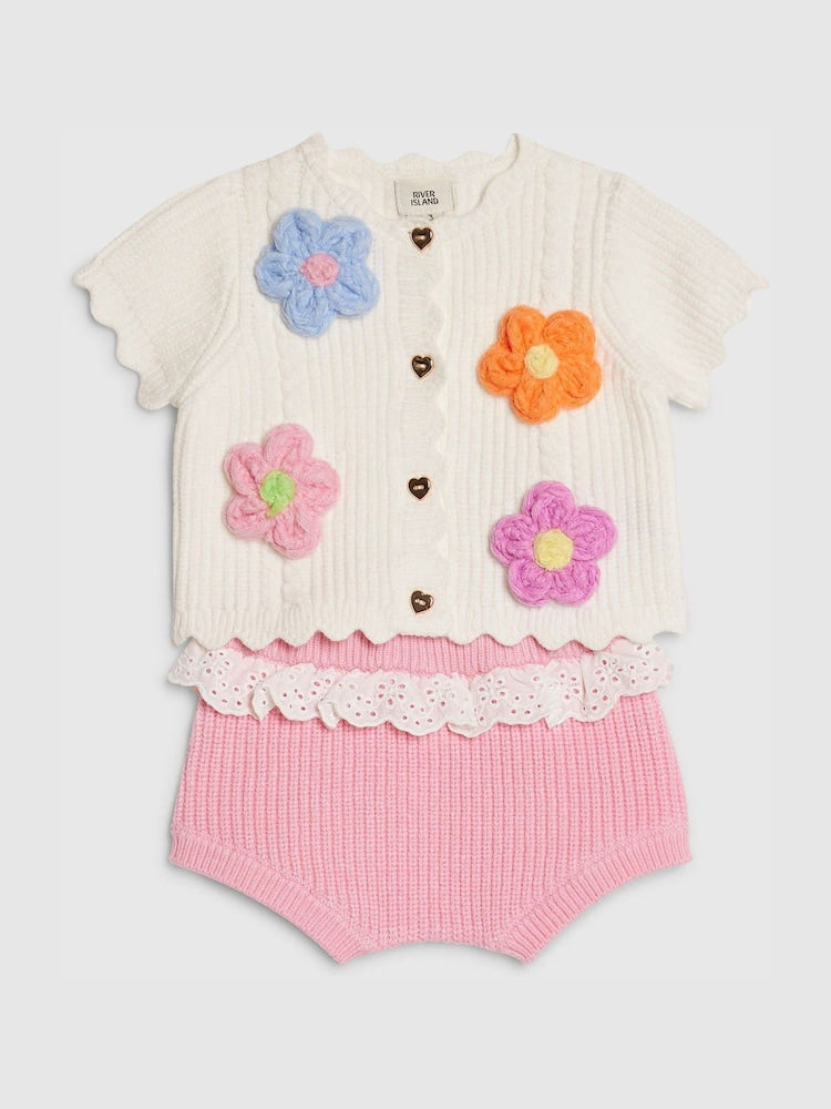 River Island Cream 3D Flower Bloomer Set