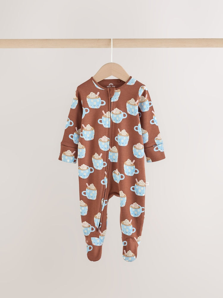 Blue Brunch Two Way Zip Baby Sleepsuits 3 Pack (0mths-3yrs)