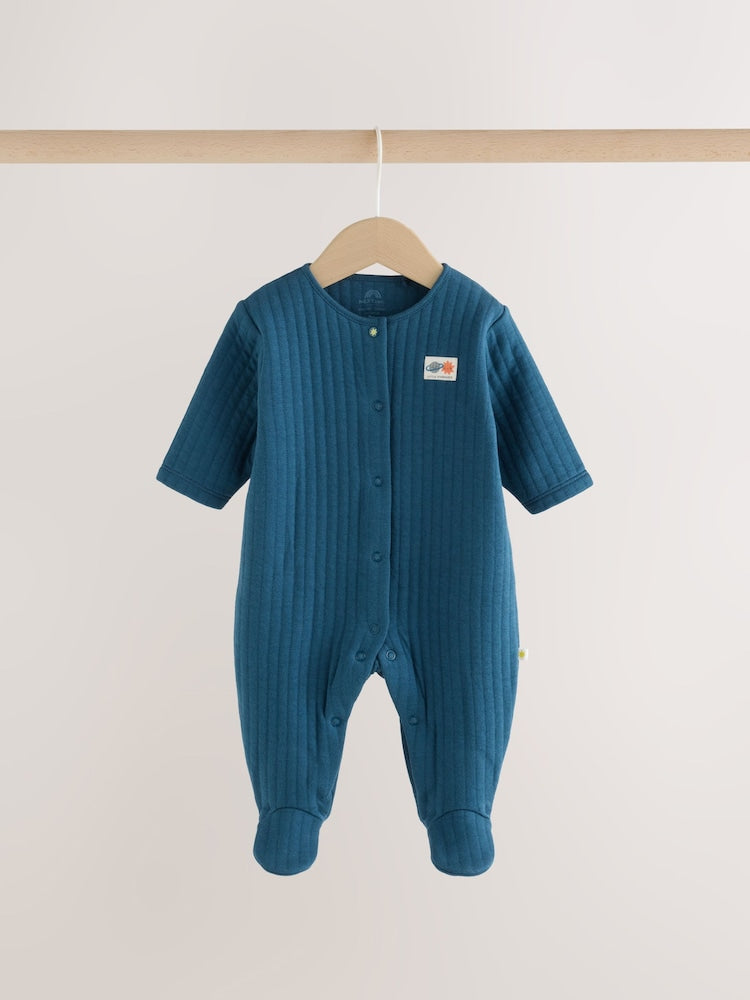 Navy/Yellow Space Quilted Sleepsuits 2 Pack