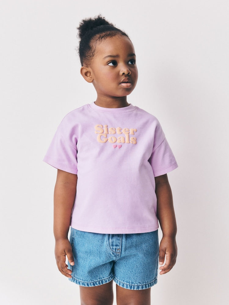 Lilac Purple Smile Slogan T-Shirt (3mths-7yrs) - Lilac Purple / 12-18 Months (80-86cm)