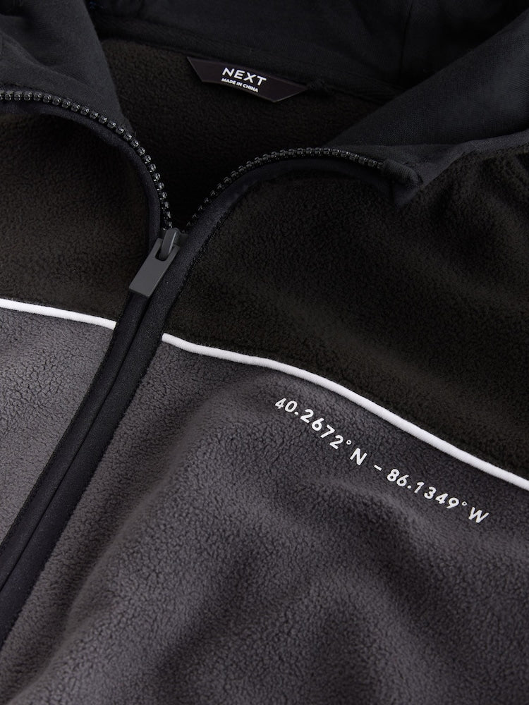Black Zip Through Hooded Fleece (3-16yrs)